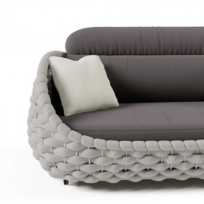 HMR Woven Outdoor Sofa Patio Couch Cushion & Pillow Included - Gray, 2-Seater