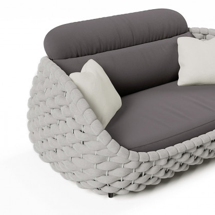 HMR Woven Outdoor Sofa Patio Couch Cushion & Pillow Included - Gray, 2-Seater