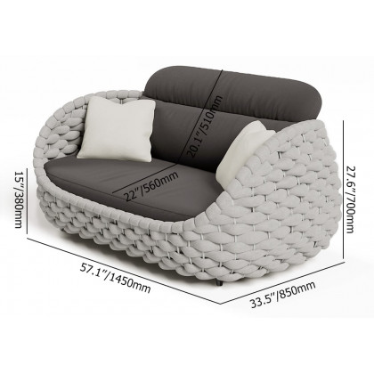 HMR Woven Outdoor Sofa Patio Couch Cushion & Pillow Included - Gray, 2-Seater