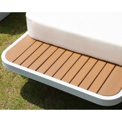 HMR 5-Pieces Outdoor Modular Sectional Sofa Set with Coffee Tables - White & Brown