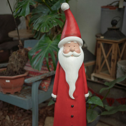 HMR - 30 inch Outdoor Santa Claus Statue Garden Resin Christmas Decor Standing Figurine in Red