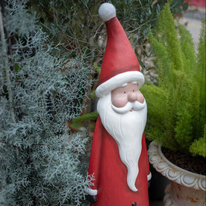 HMR - 30 inch Outdoor Santa Claus Statue Garden Resin Christmas Decor Standing Figurine in Red