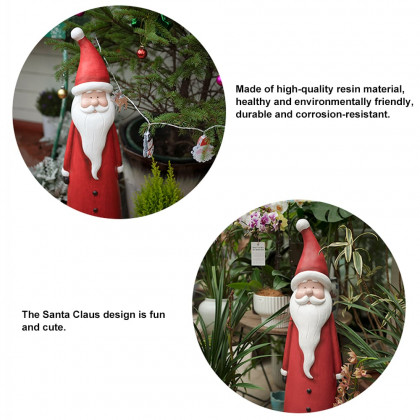 HMR - 30 inch Outdoor Santa Claus Statue Garden Resin Christmas Decor Standing Figurine in Red