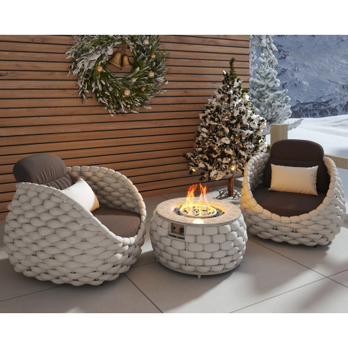 HMR - Tatta 3-Pieces Winter Outdoor Smokeless Fire Pit Set with Chairs