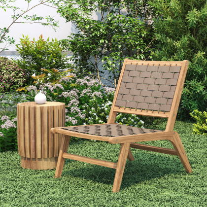 HMR - Natural Teak Wood Woven Outdoor Chair