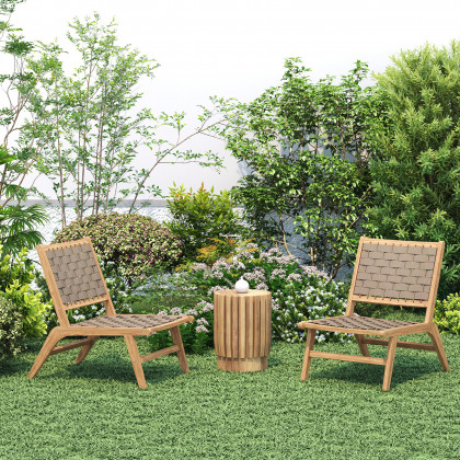 HMR - Natural Teak Wood Woven Outdoor Chair