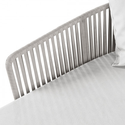 HMR Modern Style Rattan & Metal Outdoor Patio Daybed with Cushion Pillow - White & Gray