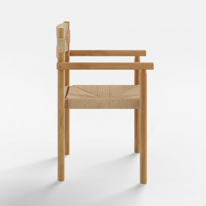 HMR - Natural Teak Wood Woven Natural Jute Outdoor Dining Chair