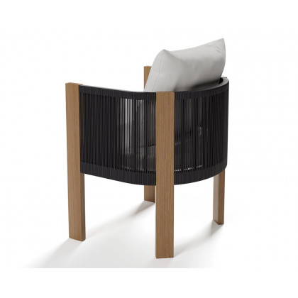HMR - 7-Pieces Faux Marble Outdoor Dining Set with Woven Rope Chairs for 6 Person (70.9")