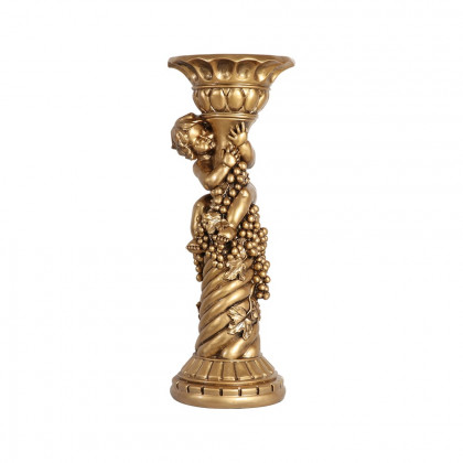 HMR - 30.9" Large Tall Vintage Angel Boy Round Pedestal Plant Stand Indoor Decor in Gold