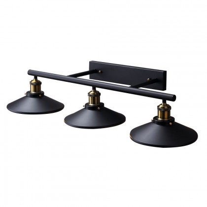 HMR - Saucer-Shaped Shade 3-Light Linear Wall Light in Black, Metal
