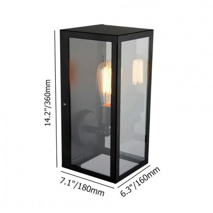 HMR - Square Single-Light Outdoor Wall Lantern in Matte Black, Metal