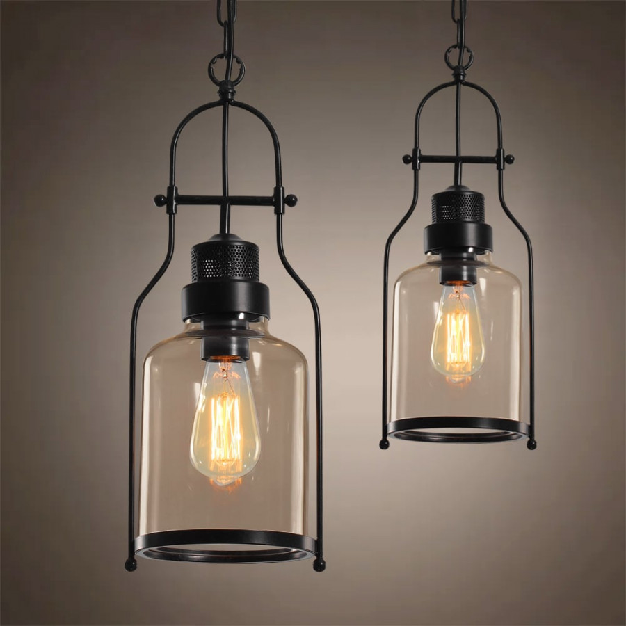 HMR - Inejar Industrial Metal and Glass Pendant Light in 1-Light, Rust
