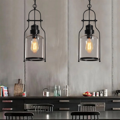 HMR - Inejar Industrial Metal and Glass Pendant Light in 1-Light, Rust