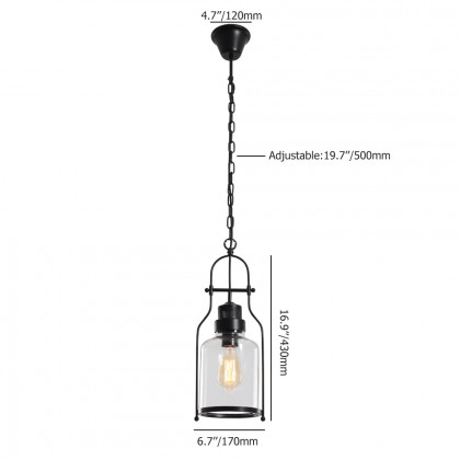 HMR - Inejar Industrial Metal and Glass Pendant Light in 1-Light, Rust