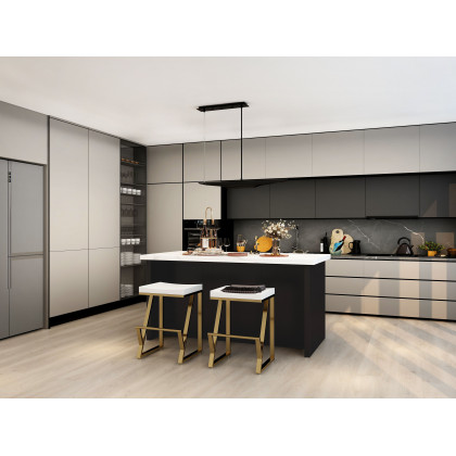 HMR - Modern 2-Light Freely Hanging Single Pendant Light in Black and Gold