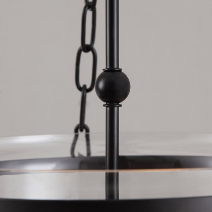 HMR - Rustic Clear Glass Shade Pendant Light with 3 Candle Lights in Black