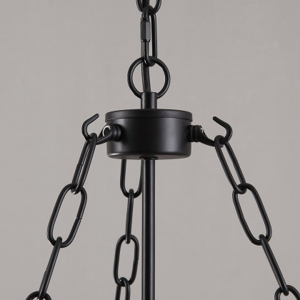 HMR - Rustic Clear Glass Shade Pendant Light with 3 Candle Lights in Black