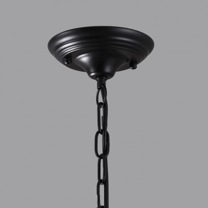 HMR - Rustic Clear Glass Shade Pendant Light with 3 Candle Lights in Black