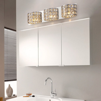HMR Modern Crystals 3-Light Bath Vanity Wall Light - Chrome