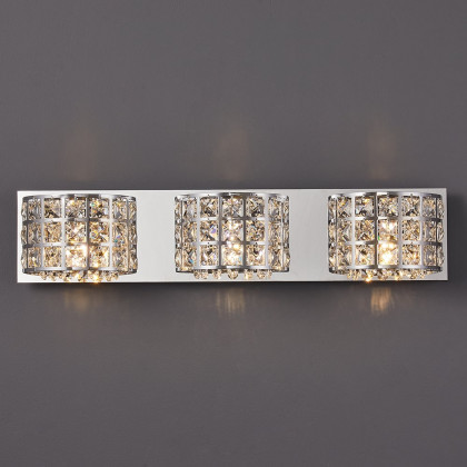 HMR Modern Crystals 3-Light Bath Vanity Wall Light - Chrome