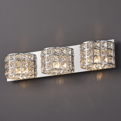 HMR Modern Crystals 3-Light Bath Vanity Wall Light - Chrome