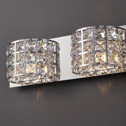 HMR Modern Crystals 3-Light Bath Vanity Wall Light - Chrome