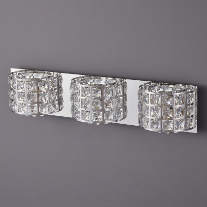 HMR Modern Crystals 3-Light Bath Vanity Wall Light - Chrome