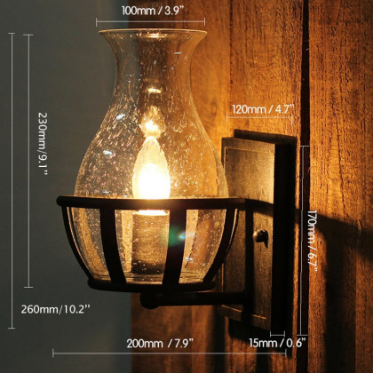 HMR - Single Candelabra Wall Lamp in Metal, Glass