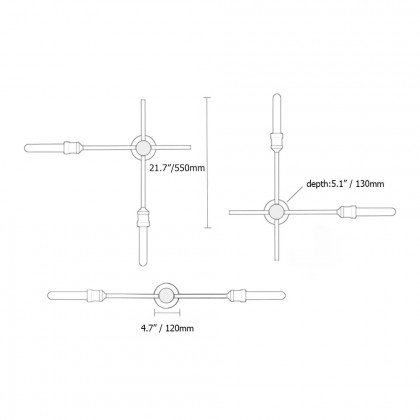 HMR - 2-Light Rotating Elongated Torch Wall Sconce in Black, Brass