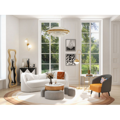 HMR - Wall Sconce Globe with Shade 2-Light in Aged Brass, White, Glass