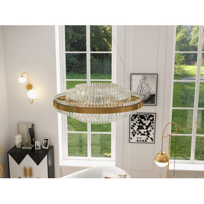 HMR - Wall Sconce Globe with Shade 2-Light in Aged Brass, White, Glass
