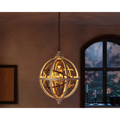 HMR Retro Globe Weathered 5-Light Chandelier with Crystal Accents - Rust, Small