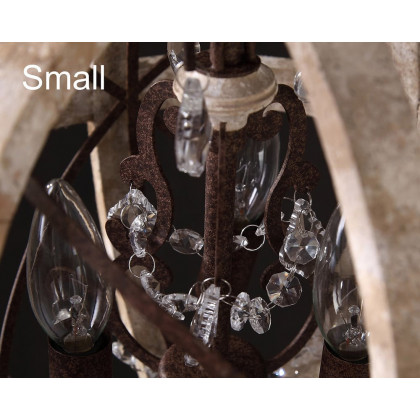 HMR Retro Globe Weathered 5-Light Chandelier with Crystal Accents - Rust, Small