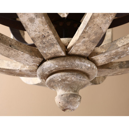 HMR Retro Globe Weathered 5-Light Chandelier with Crystal Accents - Rust, Small