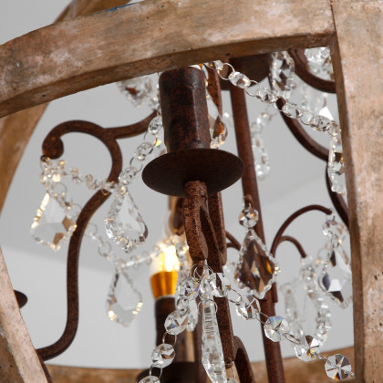 HMR - Rustic 5-Light Globe Ceiling Chandelier in Gold
