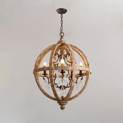 HMR - Rustic 5-Light Globe Ceiling Chandelier in Gold