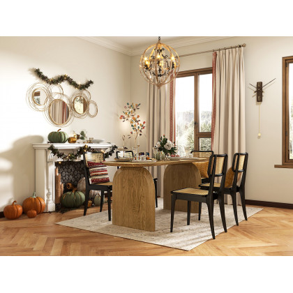 HMR - Rustic 5-Light Globe Ceiling Chandelier in Gold