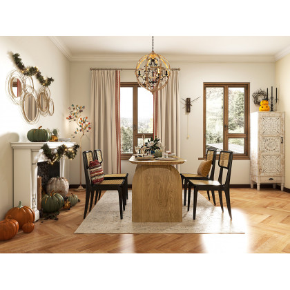 HMR - Rustic 5-Light Globe Ceiling Chandelier in Gold