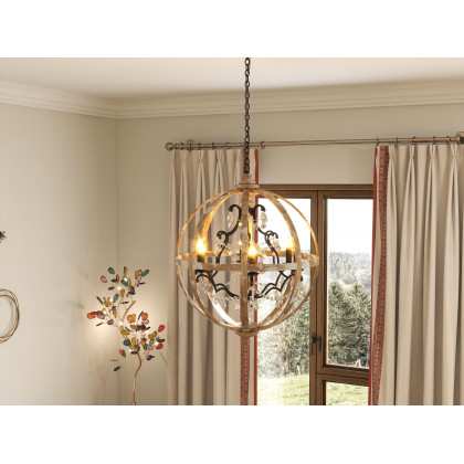 HMR - Rustic 5-Light Globe Ceiling Chandelier in Gold