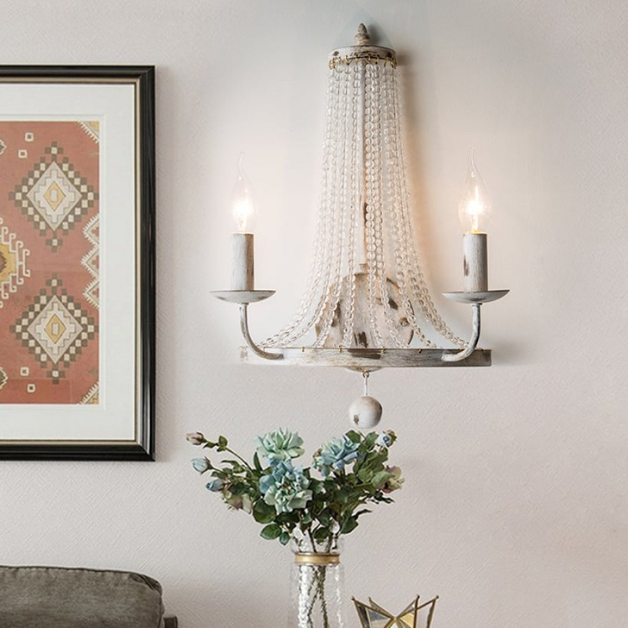 HMR - Crylite 2-Light Indoor Wall Sconce in White, Crystal