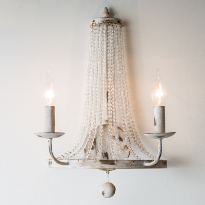 HMR - Crylite 2-Light Indoor Wall Sconce in White, Crystal