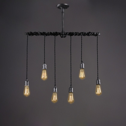 HMR - Industrial Hanging Metal Pendant Light for Kitchen Island in 6-Light