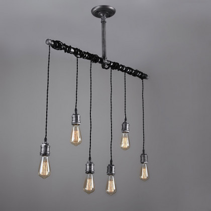 HMR - Industrial Hanging Metal Pendant Light for Kitchen Island in 6-Light