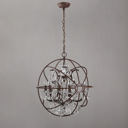HMR - Industrial Loft 6-Lights Retro Metal Orb Chandelier in Clear