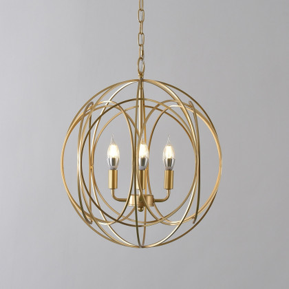 HMR - Modern 4-Light Iron Suspended Geometric Chandelier in Gold
