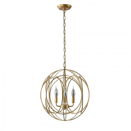 HMR - Modern 4-Light Iron Suspended Geometric Chandelier in Gold