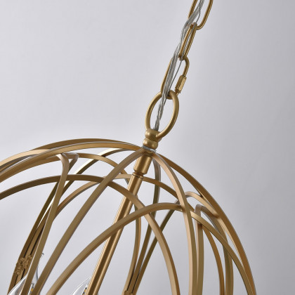 HMR - Modern 4-Light Iron Suspended Geometric Chandelier in Gold