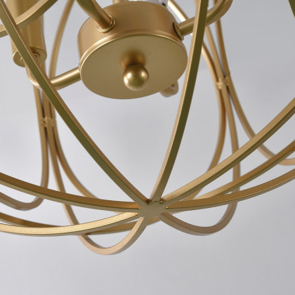 HMR - Modern 4-Light Iron Suspended Geometric Chandelier in Gold