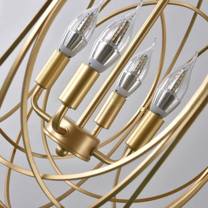 HMR - Modern 4-Light Iron Suspended Geometric Chandelier in Gold